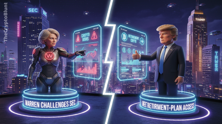 Warren Challenges SEC on Crypto Risks as Trump Backs Retirement-Plan Access